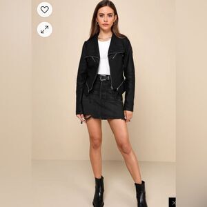 Lulus Up on a Tuesday Black Vegan Leather Jacket NEW size small